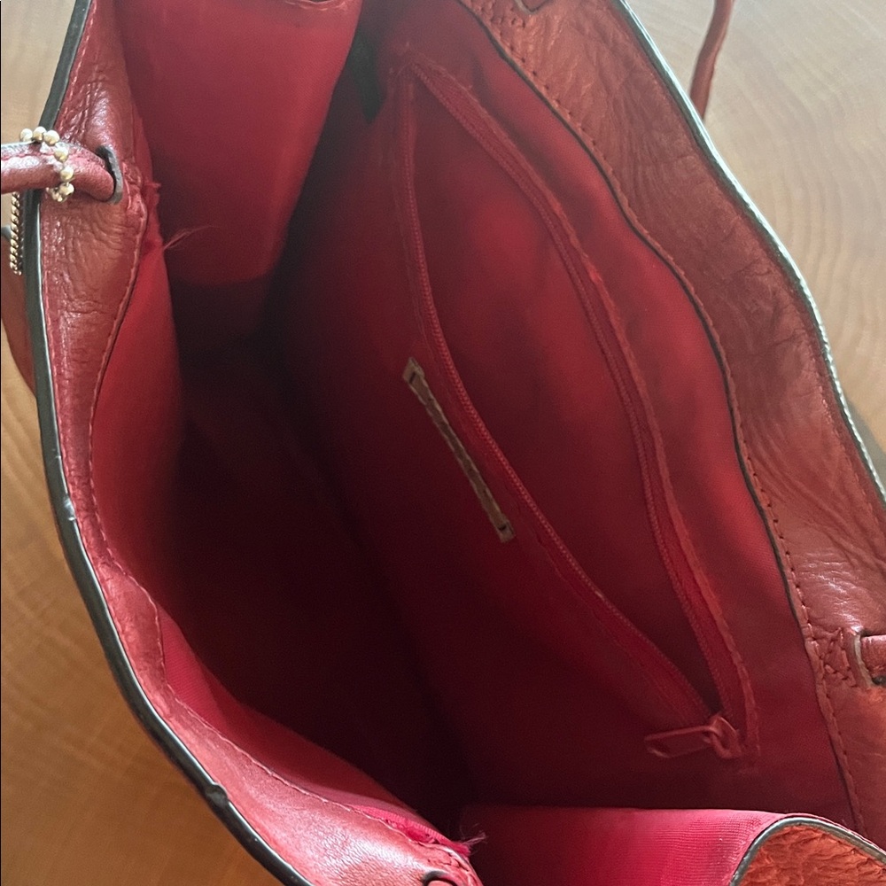 Pelle Studio Red Tote with Branded Patch - Picture 5 of 7